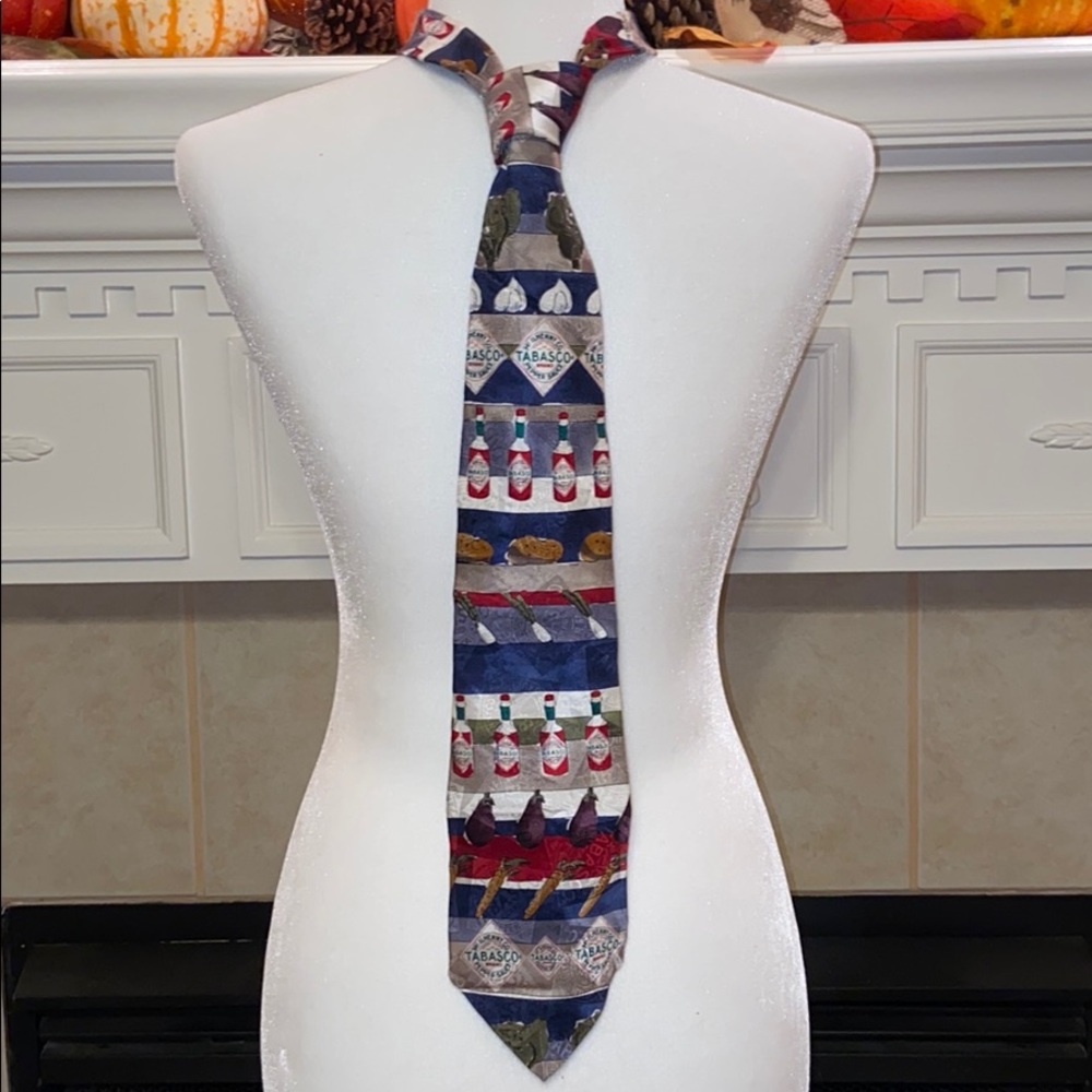 Silk Tabasco Brand Tie With Tabasco Bottle Design